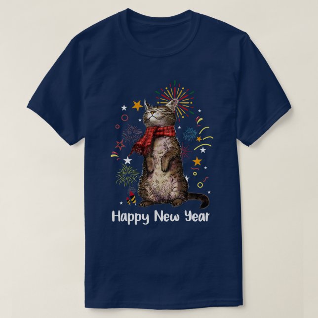 T-shirt Femme Meowy Nouvel An Chat Happy Kitten Nouvel An  (Design devant)