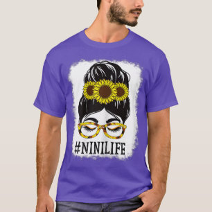 T-shirt Femme Messy Bun Nini Vie Grand-mère Tournesols mig