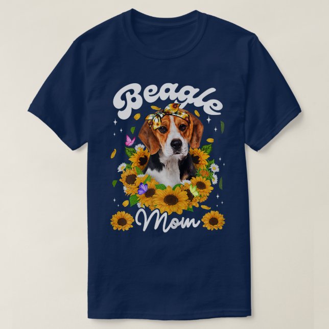 T-shirt Femme mignonne Beagle Chien Maman Fleur de soleil  (Design devant)