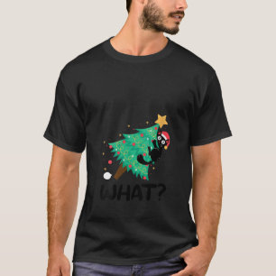 T-shirt Femme mignonne Chat Noir Poussant Arbre de Noël Dr