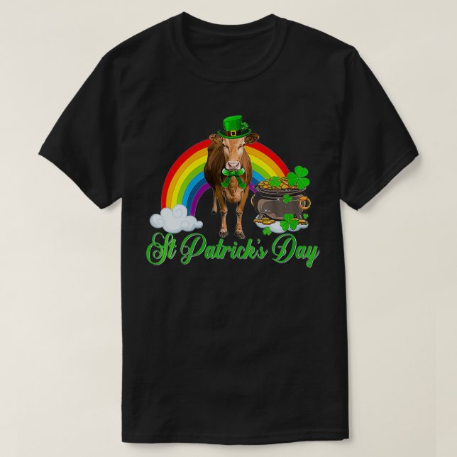 T-shirt Femme mignonne Irlandaise vache Leprechaun Shamroc (Design devant)