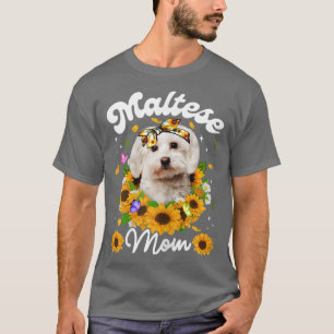 T-shirt Femme mignonne Maltese Chien Maman tournesol Fête