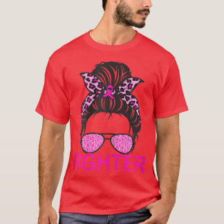 T-shirt Femme mignonne Messy Bun Fighter Leopard Pink Brea
