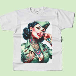 T-shirt Femme Militaire Tatouée Vintage