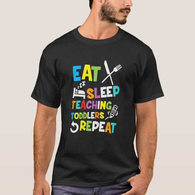 T-shirt Femme Minuscule Tamer Humain Mange Sleep Enseignem (Devant)