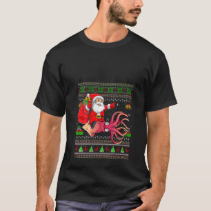 T-shirt Femme moche Xmas Sweer Funny Père Noël équitation 