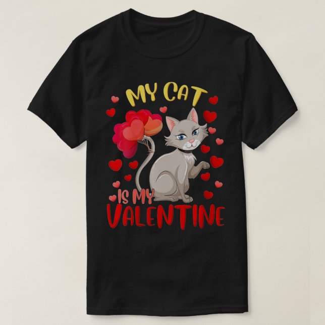 T-shirt Femme Mon Chat Est Mon Coeur Valentin Funny Chat V (Design devant)