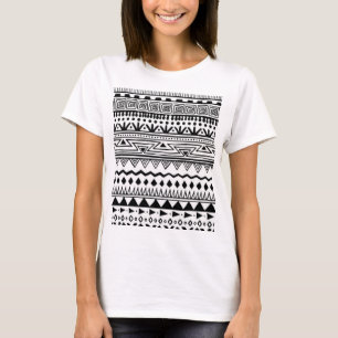 T-shirt Femme Motif amérindienne noire et blanche