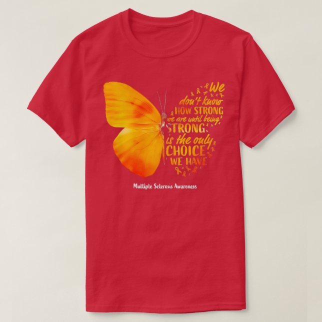 T-shirt Femme MS Butterfly Orange Ribbon Multiple Scleros (Design devant)