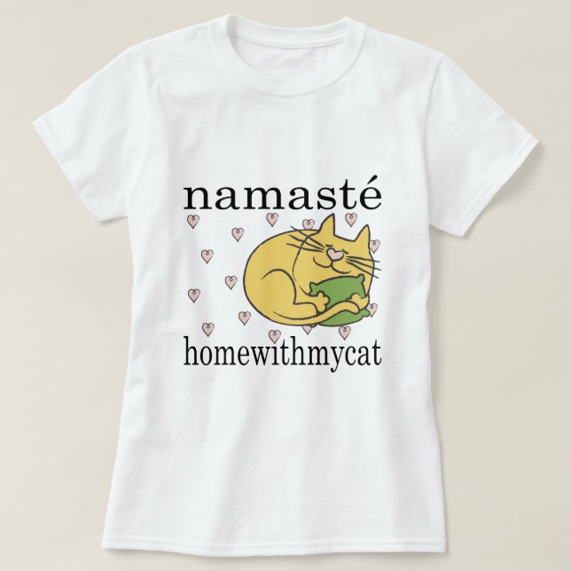 T-shirt femme Namaste Maison avec CAT Coeurs roses (Design devant)