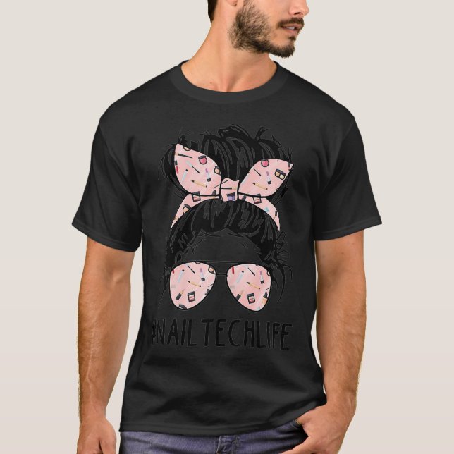 T-shirt Femme Nn Messy Bun Nail Tech Life Nail Artiste (Devant)