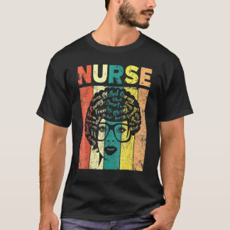 T-shirt Femme noire Infirmière Afro Retro Mois de l'histoi