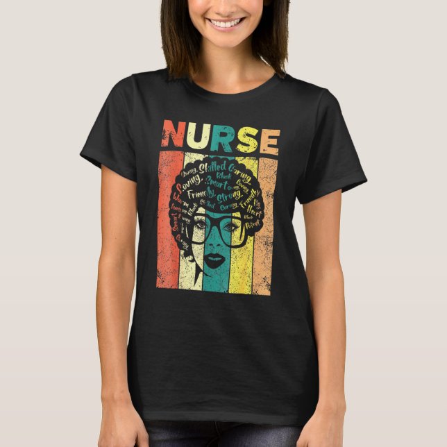 T-shirt Femme noire Infirmière Afro Retro Mois de l'histoi (Devant)