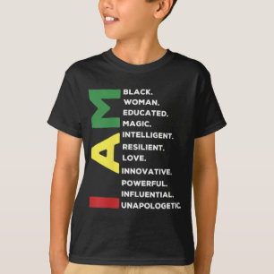 T-shirt Femme noire instruite intelligente puissante
