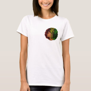 T-shirt Femme noire rasta afro rouge jaune vert