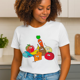 T-Shirt Femme Nourriture de Dessin Animé avec Visa