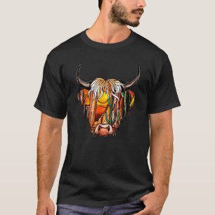 T-shirt Femme occidental boho crâne de vache taureau cactu