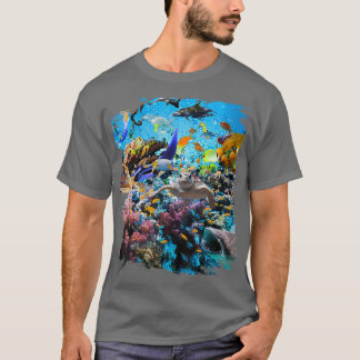 T-shirt Femme Océan Dauphin Requin Tortue Corail Poisson d
