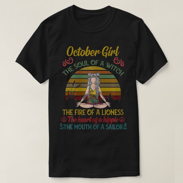 T-shirt Femme Octobre Fille L'âme d'une sorcière mignonne  (Design devant)