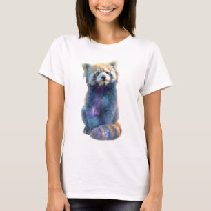 T-shirt Femme Panda Rouge Nébuleuse Galactique