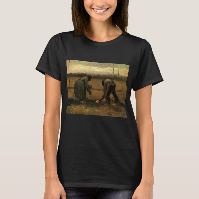 T-shirt Femme paysanne plantant de la pomme de terre par V (Devant)