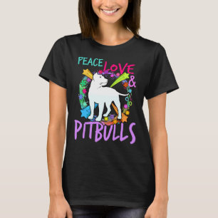T-shirt Femme Peace Love Et Pitbull Print Pit Bull Lover