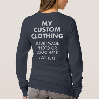 T-SHIRT FEMME PERSONNALISÉE BLEU NAVY MANCHE LONGUE