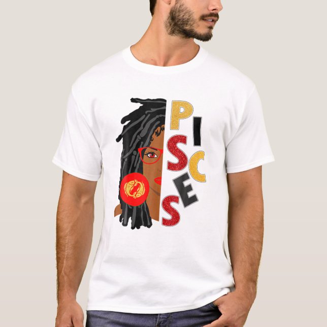 T-shirt Femme Pisces Girl Afro Locs Girl Zodiac Signes Bir (Devant)