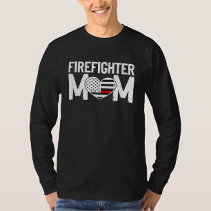 T-shirt Femme Pompier Maman Mince Red Line Drapeau Feu de