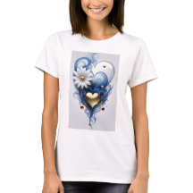T-shirt femme pour impression de coeur et de fleur