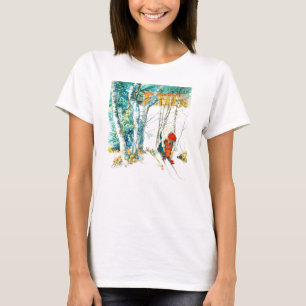 T-shirt Femme qui met sur son skis