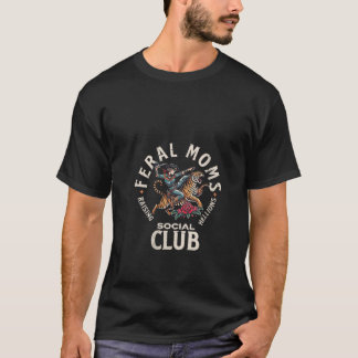 T-shirt Femme Rétro Funny Feral Moms Social Club Sarcasti