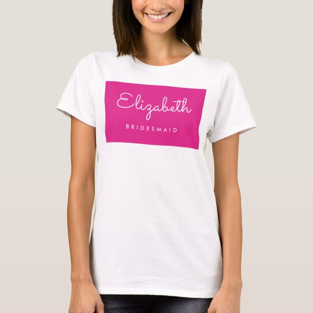 T-shirt Femme Rose Blanc Bachelorette Bridesmaid Élégant (Devant)