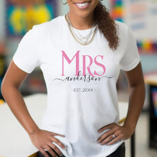 T-shirt Femme rose Mariée Mme Newlysée Mariage Anniversair
