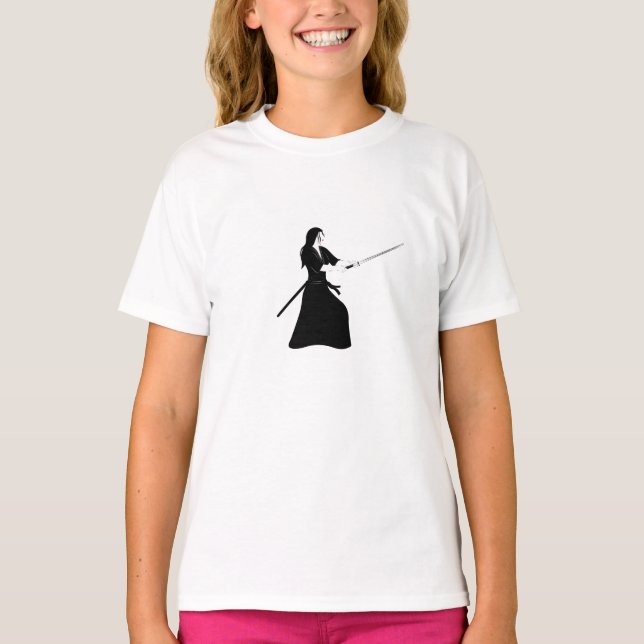 T-shirt Femme Samurai guerrière avec épée (Devant)