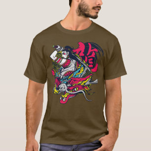 T-shirt Femme Samurai Warrior avec Dragon l Japonais graph