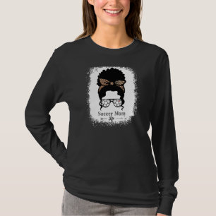 T-shirt Femme Soccer Maman Vie Noir Afro Messy Bun Happy