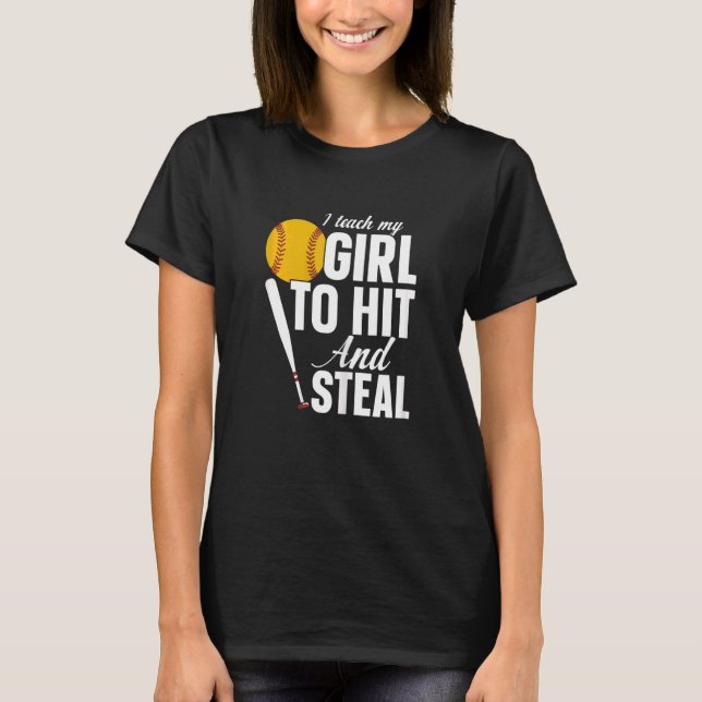 T-shirt Femme Softball Mama J'Apprends À Ma Fille À Frappe (Devant)