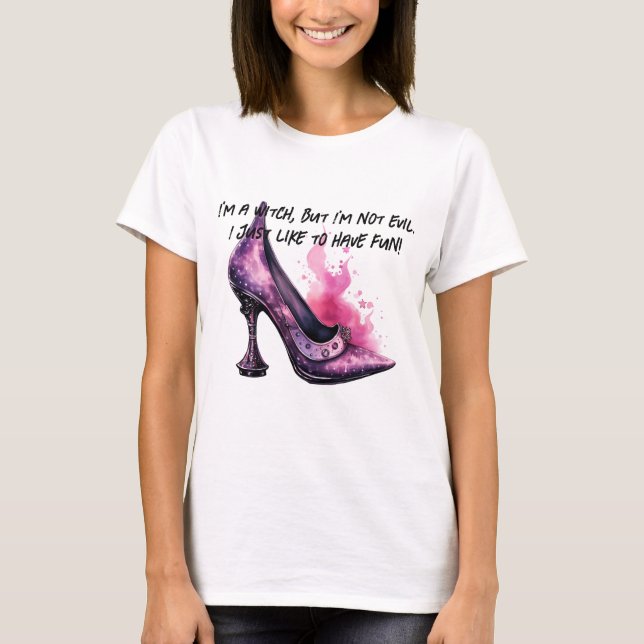 T-shirt Femme sorcière moderne mignonne Halloween rose (Devant)