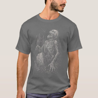 T-shirt Femme Squelette de Zombie Mort Horreur Tombe Gothi