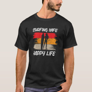 T-shirt Femme Surf Femme Happy Life Beach Sup Longboard