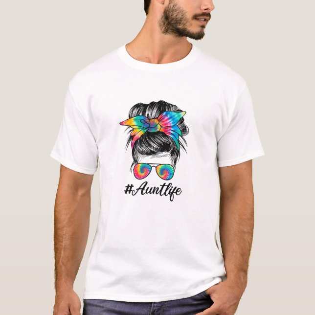 T-shirt Femme Tante Vie Messy Bun Lunettes de soleil Cheve (Devant)