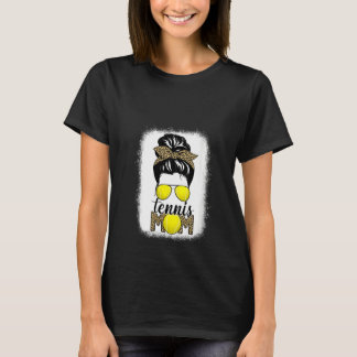 T-shirt Femme Tennis Maman Vie Bleached Messager Bun Cheve