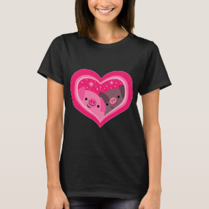 T-Shirt Femme Toi Et Moi (Mignons Cochons De Caric