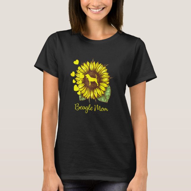 T-shirt Femme Tournesol Chien Maman Pour Beagle (Devant)