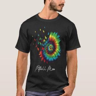 T-shirt Femme Tournesol Pitbull Maman Tie Dye Amoureux des
