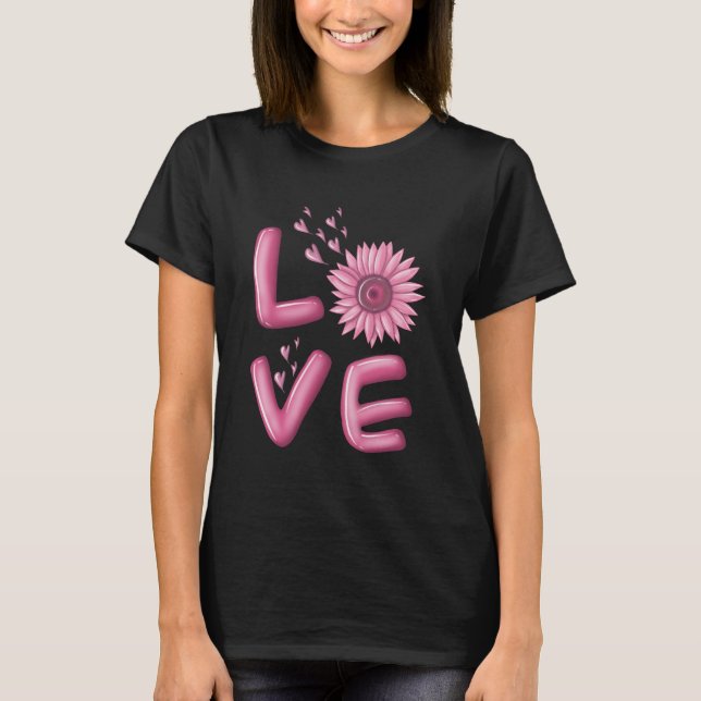 T-shirt Femme Tournesol Rose Love (Devant)