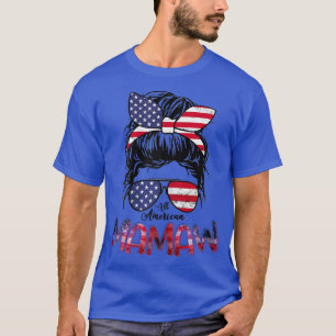 T-shirt Femme Tous American Mamaw Messy Bun Don Pour Grand