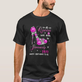 T-shirt Femme Une Reine Est Née En Janvier 1972 High Heel