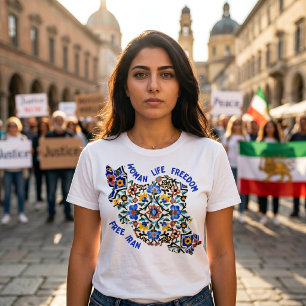 T-shirt Femme Vie Liberté Carreaux Persans Bleus